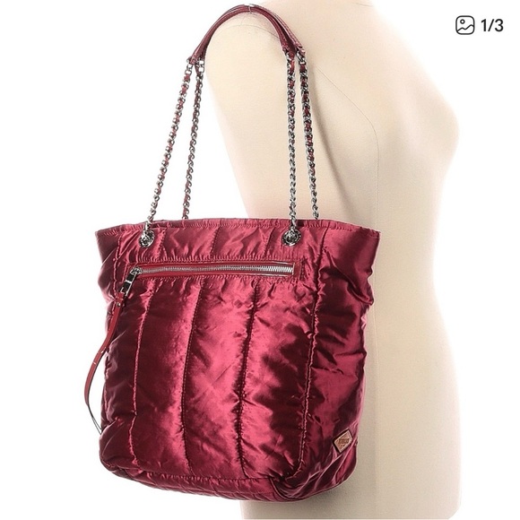 MZ Wallace Handbags - MZ Wallace Cranberry Tote Bag with Chain Strap EUC